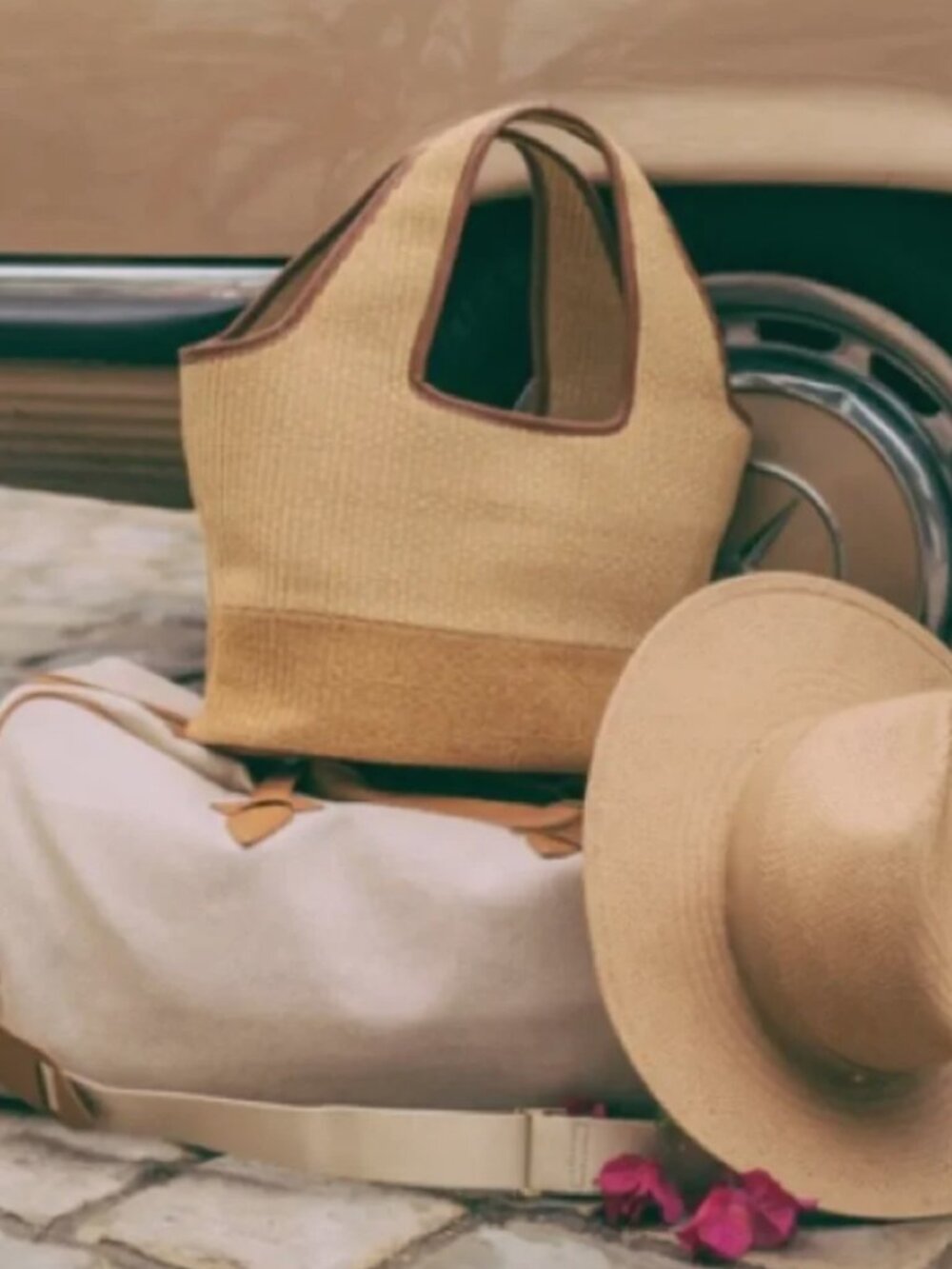 Tuckernuck Straw Tote in Tan with Brown Trim
